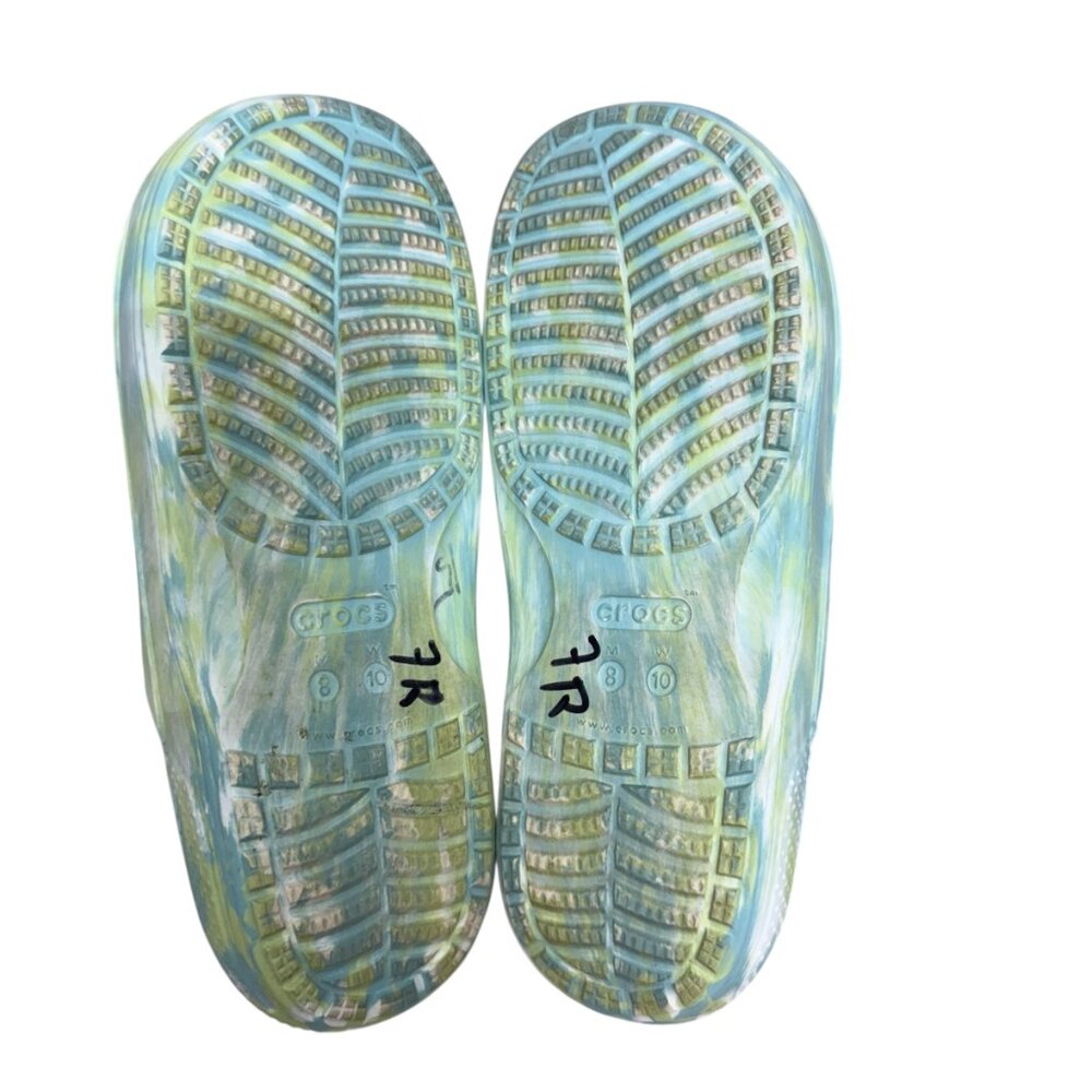 Crocs Classic Marbled Sandal Slide in Pure Water Women's size 10 Men's size 8 - Picture 8 of 9